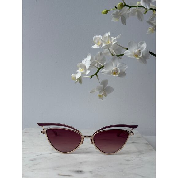 NEW Valentino V-Glassliner VLS118-C Gold Cat Eye Sunglasses - Picture 6 of 10